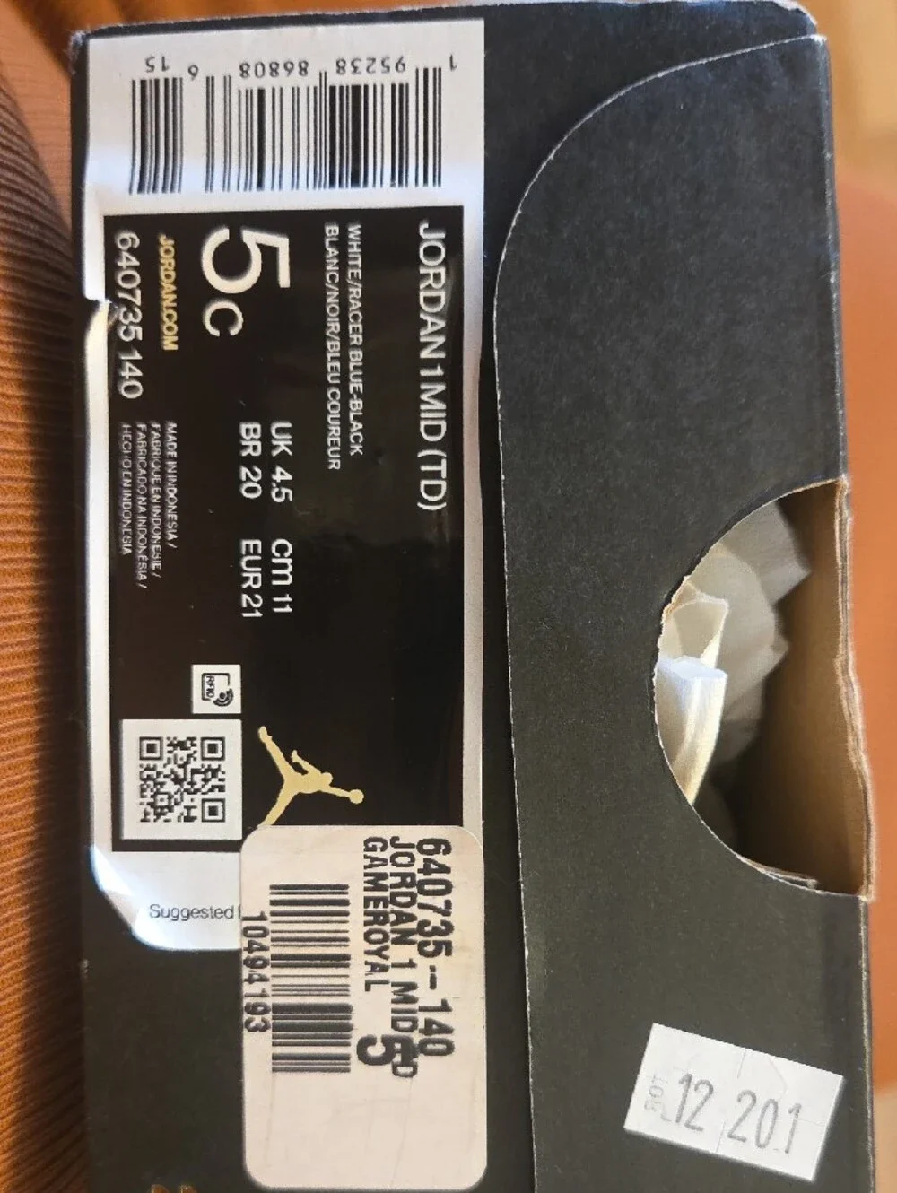 Nike Kids Black White Blue High-Top Sneakers New Size 5